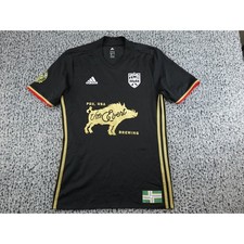 Adidas Soccer Jersey Mens Medium Black Von Ebert Brewing Torns FC Excellent Gold