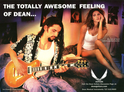 1999 Dean Guitar Evo Premium Flame Amberburst vintage Print AD Advertisement