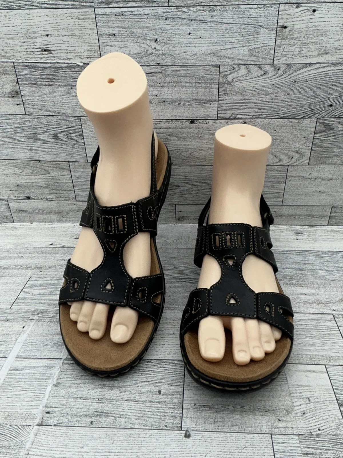 Sandali Clarks Collection donna taglia 7 neri pelle comodi gancio passante passeggio