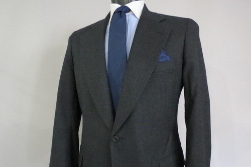 Paul Stuart charcoal flannel medium weight full canvas two button suit 41-42 R - Picture 2 of 15