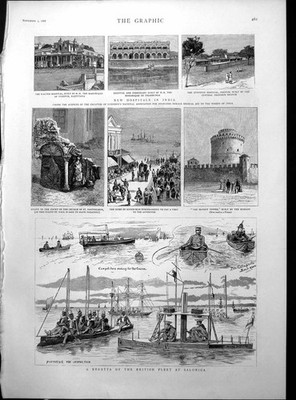 Print Regatta British Fleet Saloncia Hospitals India Parnell Commission 1888