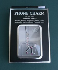 Letter T Phone Charm Initial Monogram Pink Bling Crystals Smooth Talk