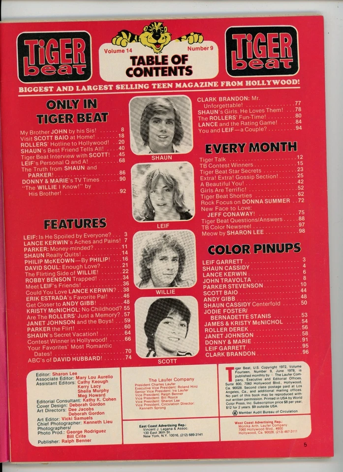 June 1978 Tiger Beat Jamie Lee Curtis Jodie Foster Kristy McNichol Shaun Cassidy Foto 3 de 3