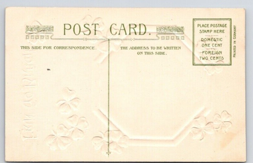 POSTCARD ST. PATRICKS DAY ERIN GO BRAGH EMBOSSED - POSTED - Picture 2 of 2