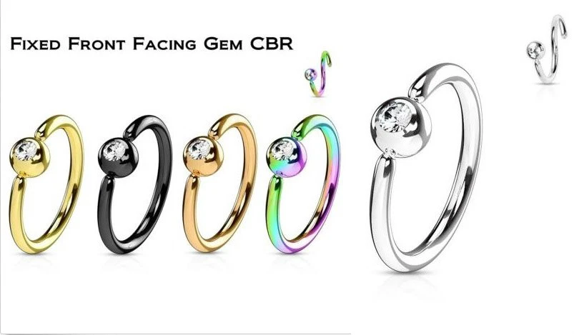 20g 18g 16g fixo CZ bola de gema anel de contas cativas CBR argola nariz lábio septo orelha - Imagem 2 de 2