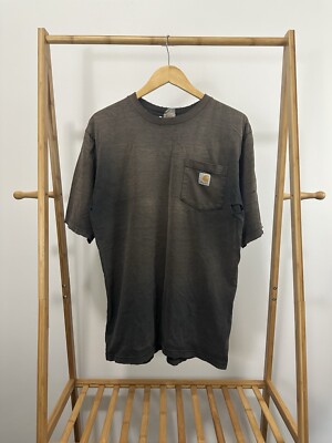 VTG Carhartt Gradient Sun Faded Thrashed Distressed Worn WIP Pocket T-Shirt XL