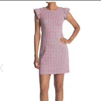 NWT Eliza J Ruffle Sleeve Seersucker Dress Women's Size