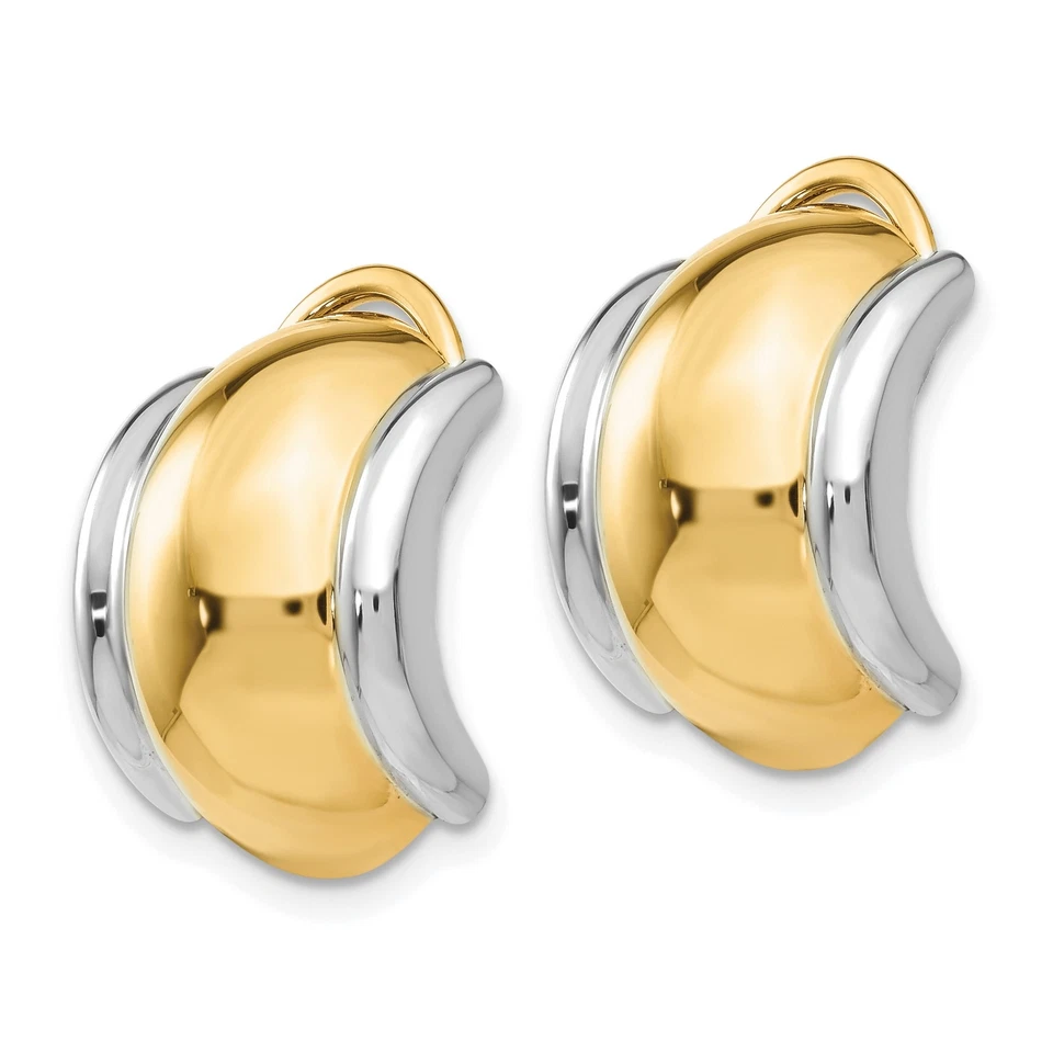 14k Two-Tone Gold with Omega Clip Non-pierced Clip On Earrings - Image 2 of 4