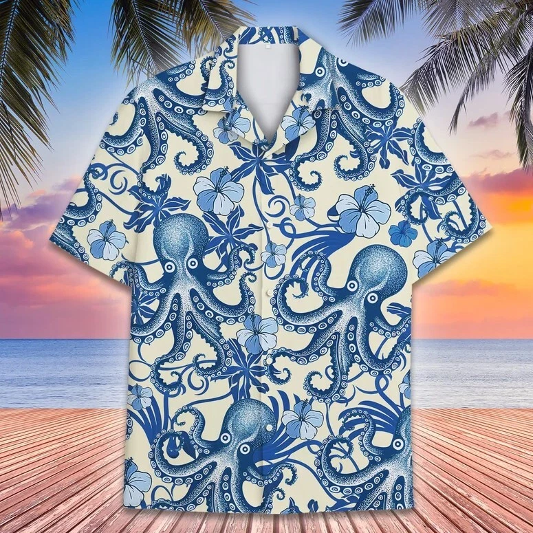 Octopus Hawaiian Shirts for Men Women, Ocean Octopus Summer