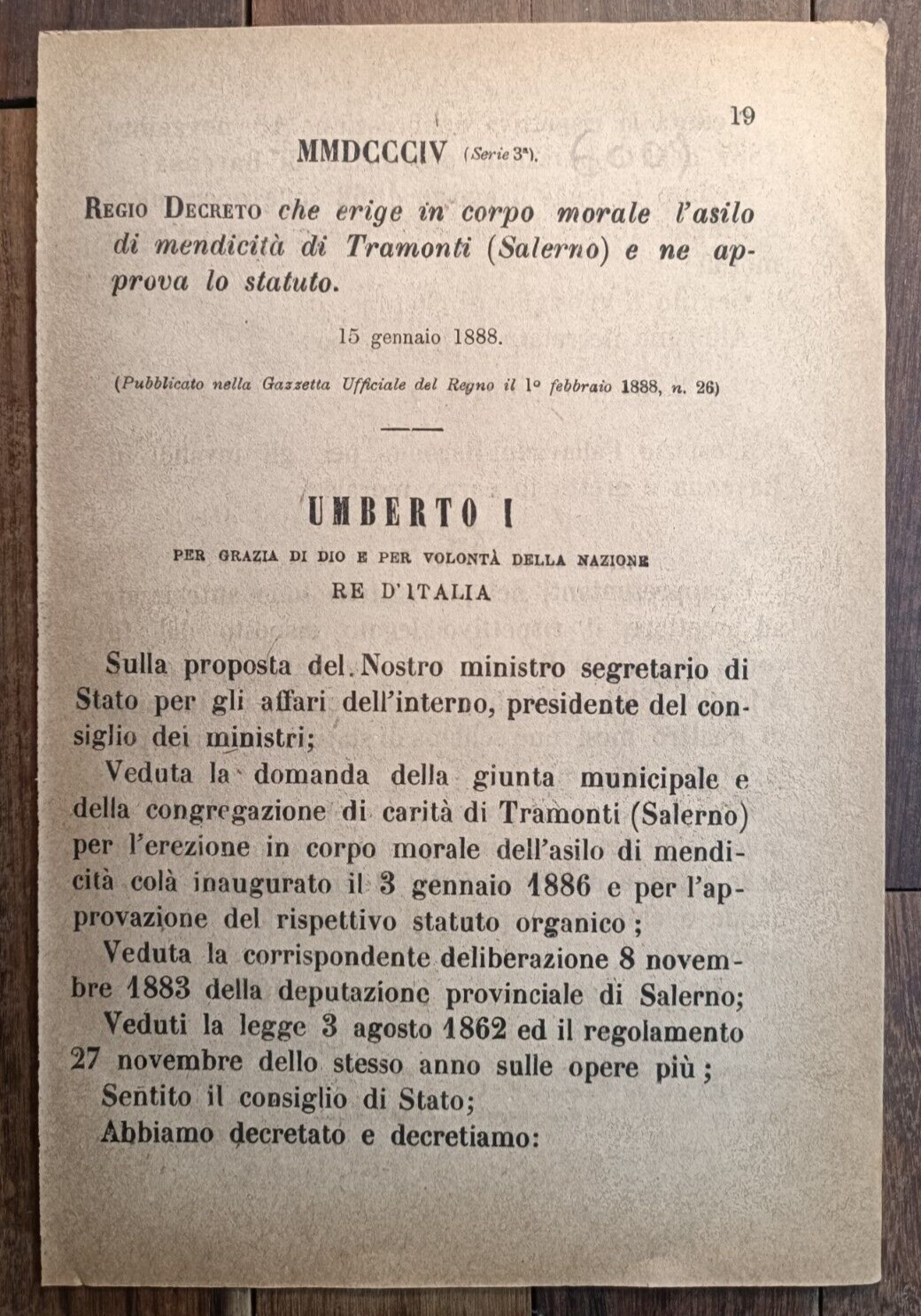 TRAMONTI 1888 REGIO DECRETO X ASILO DI MENDICITA'-6009