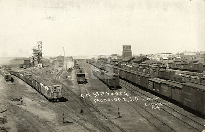 C.M. St. P. Yards, Mobridge, SD South Dakota 1912 RPPC Photo Postcard COPY