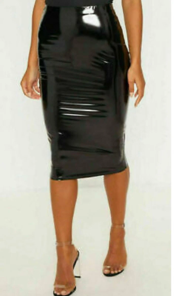 White vinyl top pencil skirt