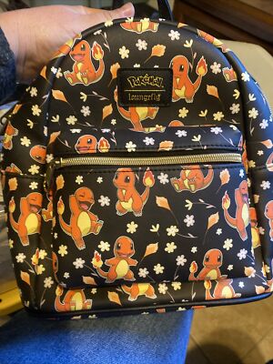 Loungefly Charmander Patterned Black and Orange Mini Backpack Loungefly Pokemon Charmander Black and Orange Mini Backpack main image 3