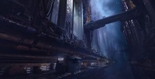 Landscape art cyberpunk futuristic science fiction Custom Gaming Mat Desk