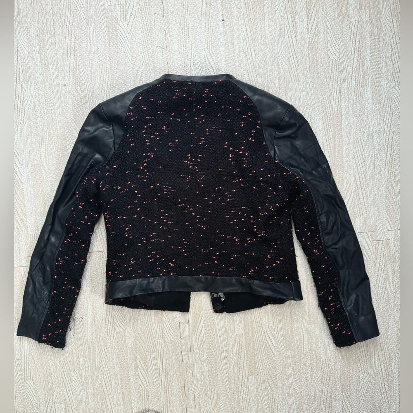 Express Leather Jacket Lined Tweed Motorcycle Lea… - image 13