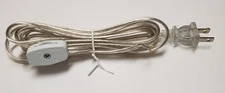 8' CLEAR SILVER LAMP CORD WITH LINE SWITCH & POLARIZED PLUG 18/2 SPT-1 30298J
