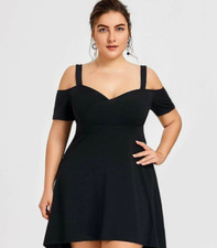 Women Cold ShoulderA-line  Black Dress Size 1X