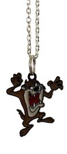 Tasmanian Devil Taz Cartoon Character Figure Enamel Metal Pendant Chain Necklace