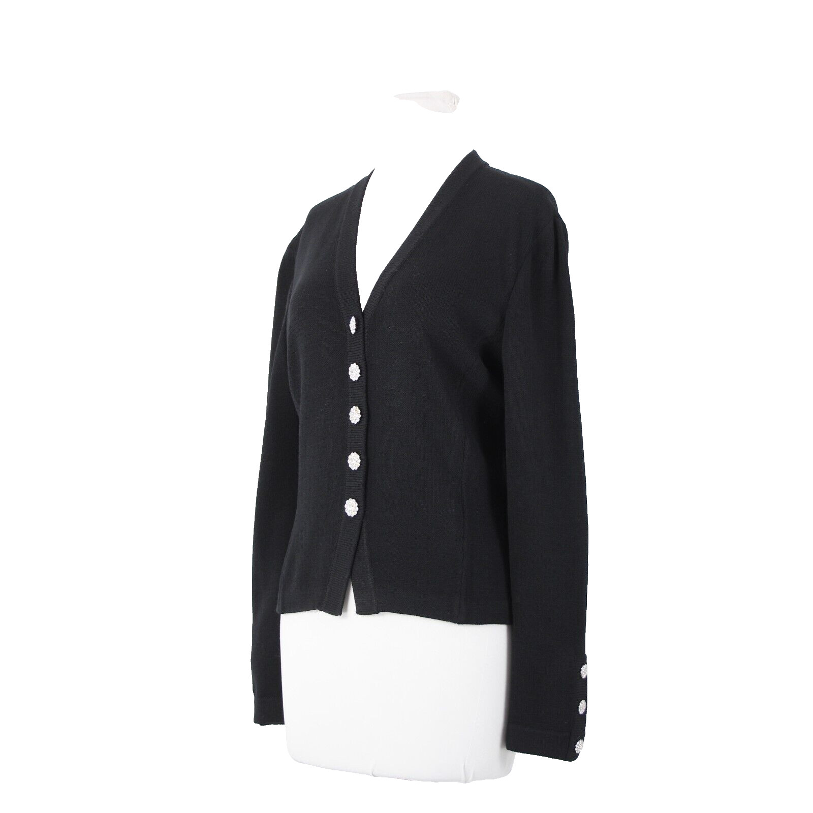 St John Evening Basic Sz 6 Black Rhinestones Half… - image 1