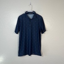G Fore Golf Polo Mens Large Shirt Stretch Breathable Knit Navy Star Print