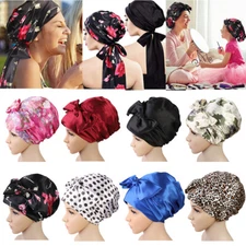 Curly Long Hair Night Sleep Cap Bonnet Satin Silk Head Wrap Turban Scarf Hats❥