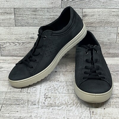 ECCO Soft 7 Lace Up Casual Shoes Sneakers Black Leather Women Size EU 40 US 9.5