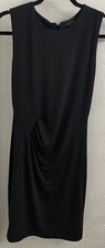 Alice + Olivia Black Knee Length Dress With Gathered Waist Size 12 Lined Sheath