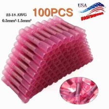 100Pcs 22-16AWG Red Heat Shrink Wire Butt Connectors Splice Waterproof Terminals
