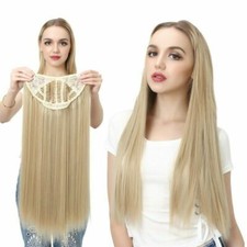 Synthetic Clip In U Part Straight Hair Extension Long Blonde Hairpiece for Women