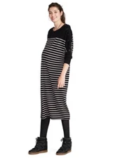 Hatch Maternity Women’s THE LOU DRESS Wool/Cashmere Blk/Strp Size O/S (Onesize)