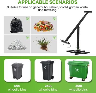 Wastemate Manual Bin Compactor - Touchless Trash Compressor For Wheelie Bins, Household & Office