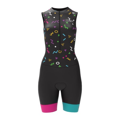 Women Sleeveless Suit Cycling Running Compression Tri Skinsuit Gel Padded - Picture 15 of 25