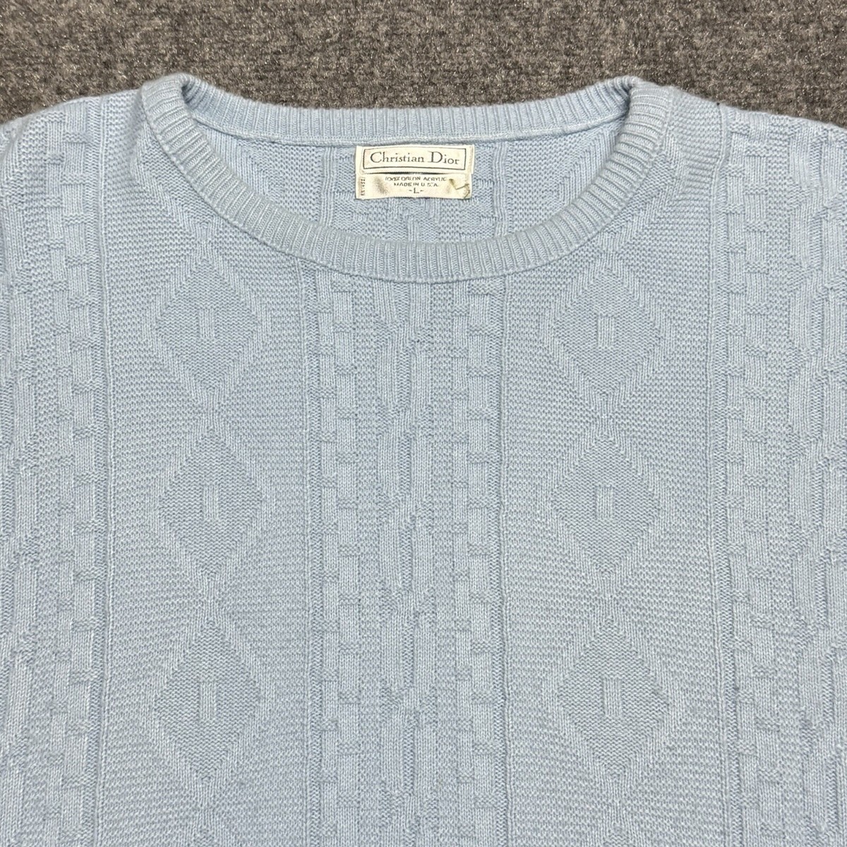 トップス 80s Christian Dior Orlon Acrylic Sweater VTG 80s Christian Dior Grey Orlon Acrylic Sweater Men' s