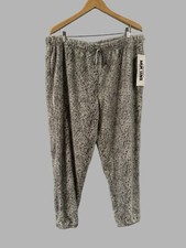 Muk Luks Sleep Pants Joggers Women's XL Gray Snow Leopard Teddy Bear Furry NWT