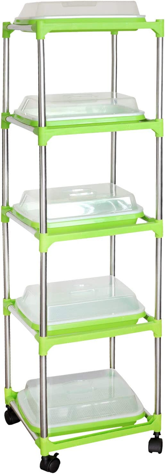 5 Layers Seed Sprouter Tray with Stainless Steel Shelf Soil-Free Healthy Whea