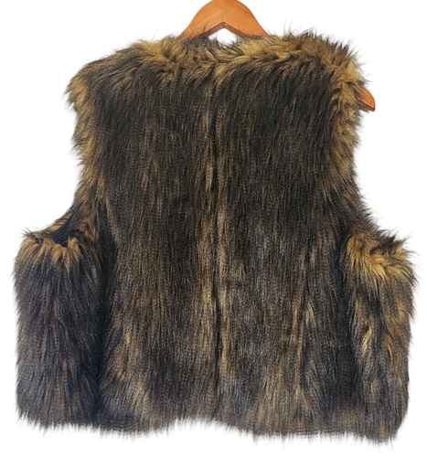 INC International Concepts Vest Womens 2X Faux Fur Brown Party Casual - Picture 2 of 6
