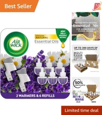 Eco-Friendly Plug-in Scented Oil Kit: 2 Warmers + 6 Lavender & Chamomile Refills