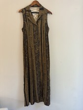 Vintage ORO Fashion USA Brown Button Down Dress w/ Lace Back Size Large