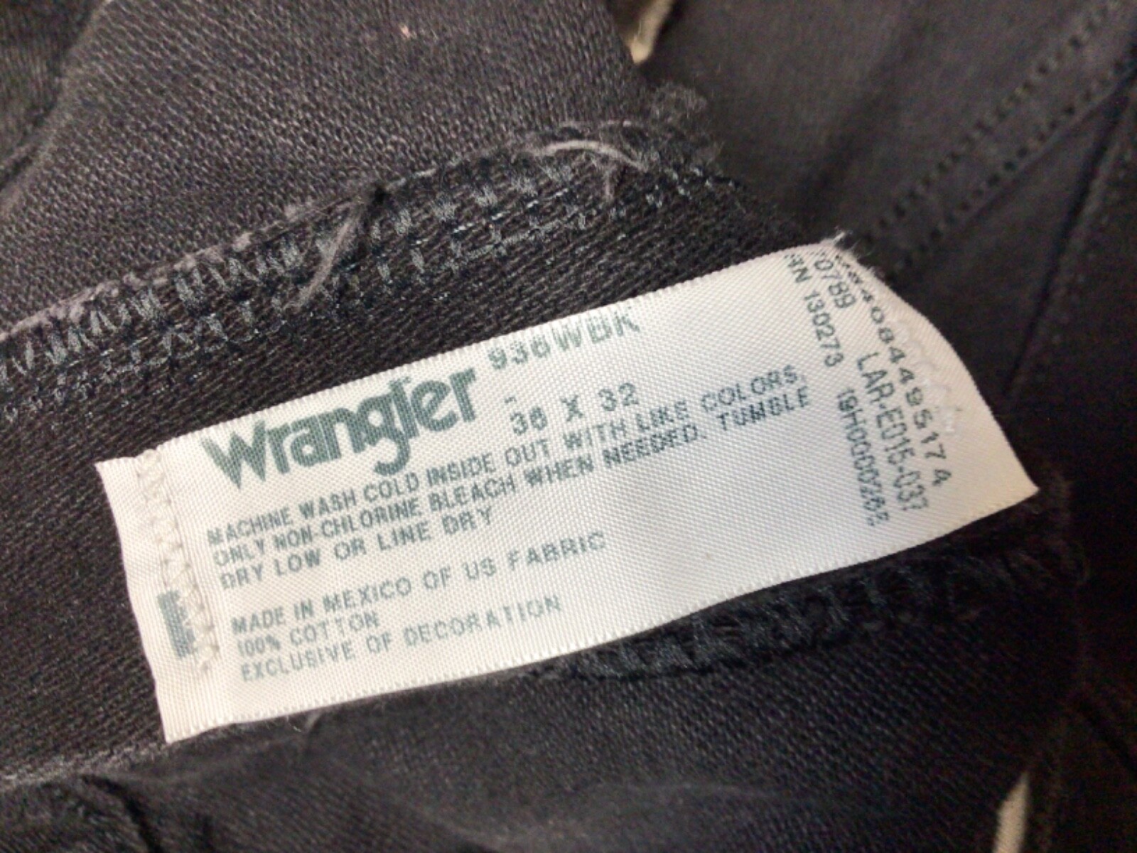 Wrangler Jeans Men's 36x32 Black Cowboy Cut 936 WBK Denim