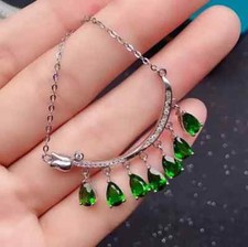 3.90Ct Pear Cut Lab-Created Women's Emerald Drop Necklace 14K White Gold Plated