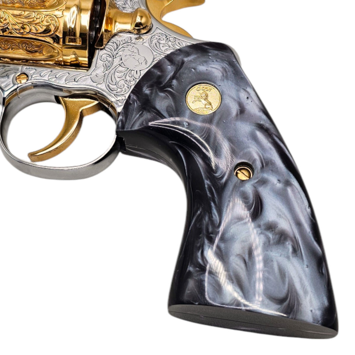 Luxury Colt Python / Anaconda Black Pearl Grips – 24K Gold