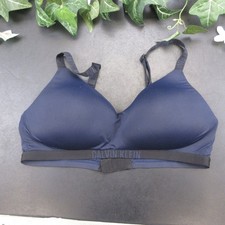 Calvin Klein Women's Bra L Navy Wireless Padded Logo Band Adjustable Straps