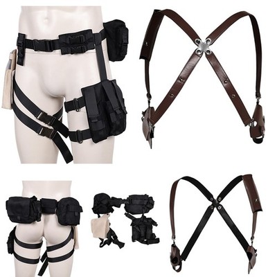 2026 Game Leon Scott Kennedy Cosplay Belt+Back Strap+Gun Bag Waistband Halloween
