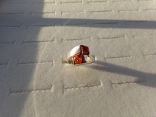 Amber Solid Sterling Silver 925 Ring Size 6.5