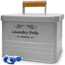 Laundry Pods Holder - Modern Farmhouse Laundry Pods Container - Metal Deterge...