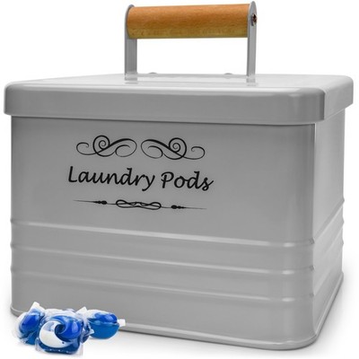 Laundry Pods Holder - Modern Farmhouse Laundry Pods Container - Metal Deterge...