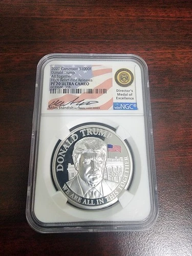 2020 Cameroon Silver 1000F Donald Trump All Together H.R. NGC PF70 Ultra Cameo