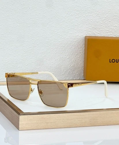 LLOUISV Z3206U Square Aviator Sunglasses Gold White Metal Frame Light Brown 62 - product listing photo