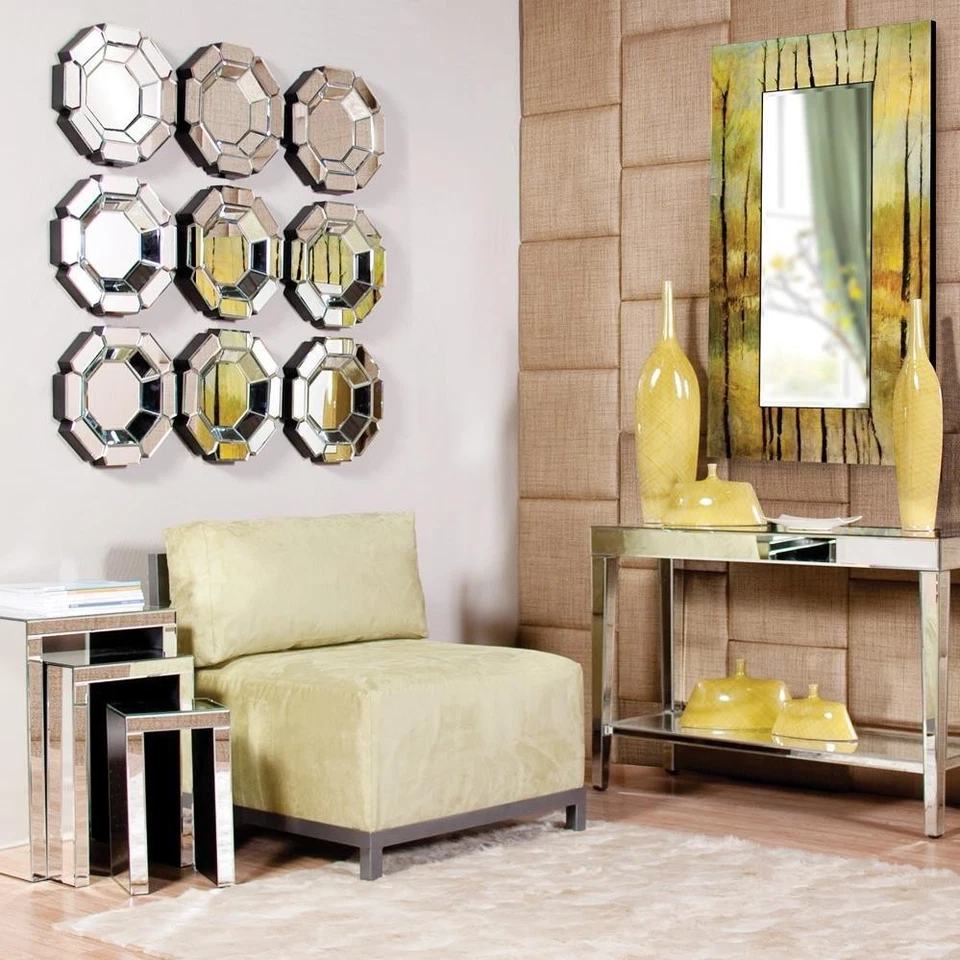 Contemporary Mirrored Console Table with Shelf - Image 3 of 4