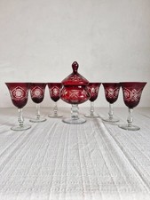 Rubin rotes glas Böhmisches Schliffglas 6 Gläser mit Bonboniere Bohemia